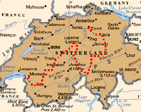 Bike ride across switzerland 
From Zurich to the Montreux Jazz Festival